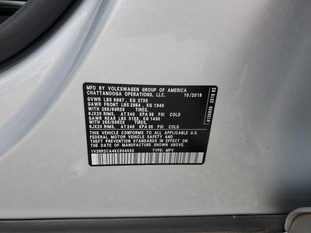 Photo 12 VIN: 1V2RR2CA4KC504533 - VOLKSWAGEN ATLAS SEL 