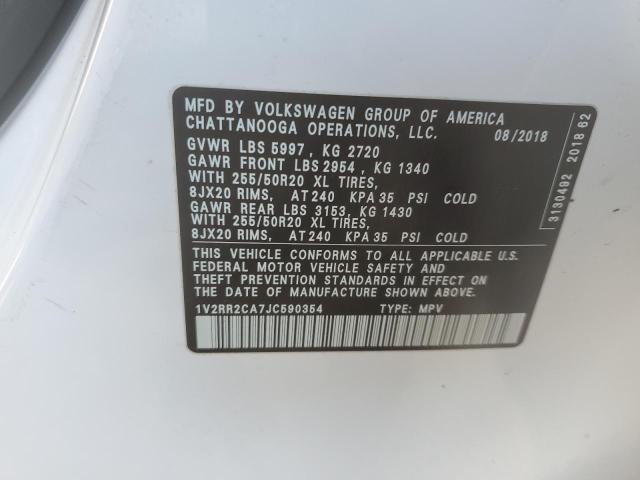 Photo 12 VIN: 1V2RR2CA7JC590354 - VOLKSWAGEN ATLAS SEL 