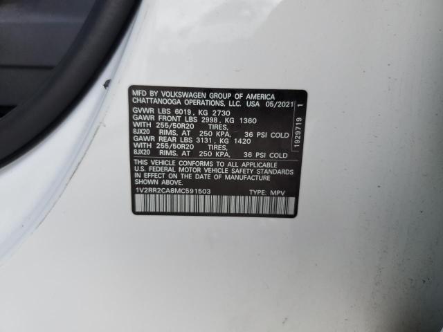 Photo 12 VIN: 1V2RR2CA8MC591503 - VOLKSWAGEN ATLAS SE 