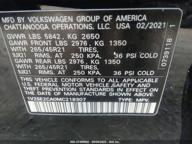 Photo 8 VIN: 1V2SE2CA0MC218307 - VOLKSWAGEN ATLAS CROSS SPORT 