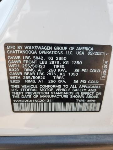 Photo 11 VIN: 1V2SE2CA1NC201341 - VOLKSWAGEN ATLAS CROS 