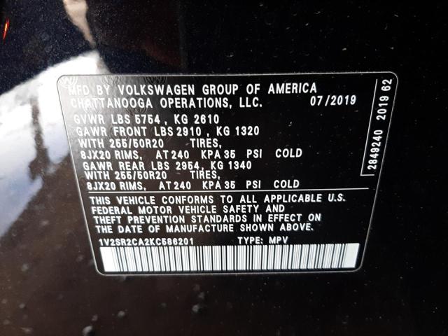 Photo 12 VIN: 1V2SR2CA2KC586201 - VOLKSWAGEN ATLAS SEL 