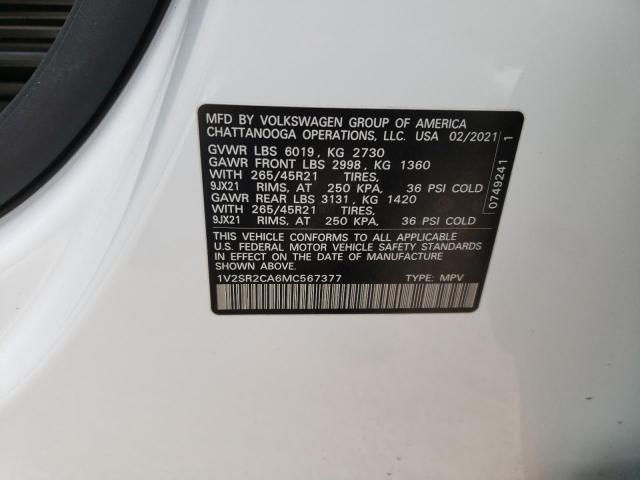 Photo 12 VIN: 1V2SR2CA6MC567377 - VOLKSWAGEN ATLAS SEL 