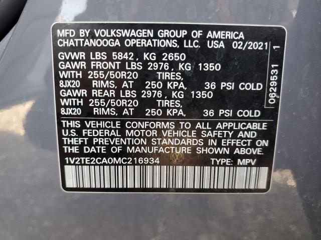 Photo 12 VIN: 1V2TE2CA0MC216934 - VOLKSWAGEN ATLAS 