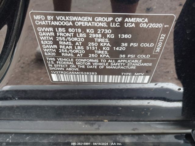 Photo 8 VIN: 1V2TR2CA5MC528283 - VOLKSWAGEN ATLAS 