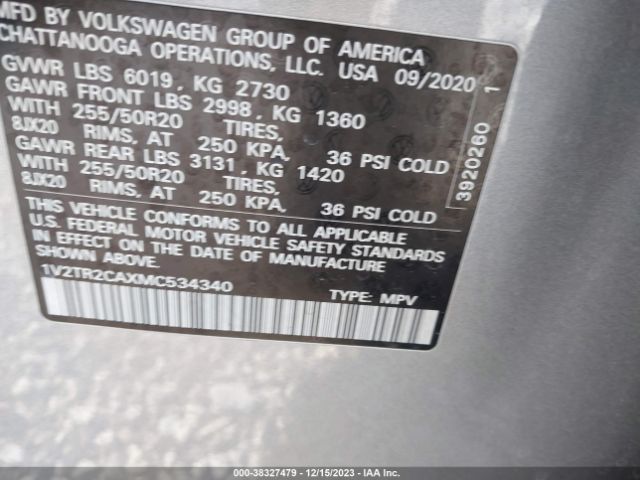 Photo 8 VIN: 1V2TR2CAXMC534340 - VOLKSWAGEN ATLAS 