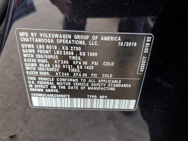 Photo 9 VIN: 1V2UR2CA0KC508072 - VOLKSWAGEN ATLAS 