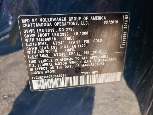 Photo 9 VIN: 1V2UR2CA0KC549799 - VOLKSWAGEN ATLAS SE 