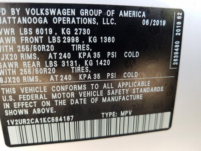 Photo 9 VIN: 1V2UR2CA1KC584187 - VOLKSWAGEN ATLAS SE 