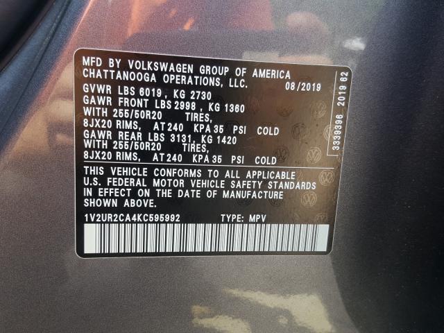 Photo 9 VIN: 1V2UR2CA4KC595992 - VOLKSWAGEN ATLAS 