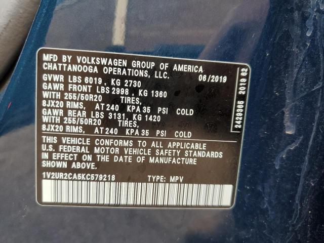 Photo 9 VIN: 1V2UR2CA5KC579218 - VOLKSWAGEN ATLAS SE 