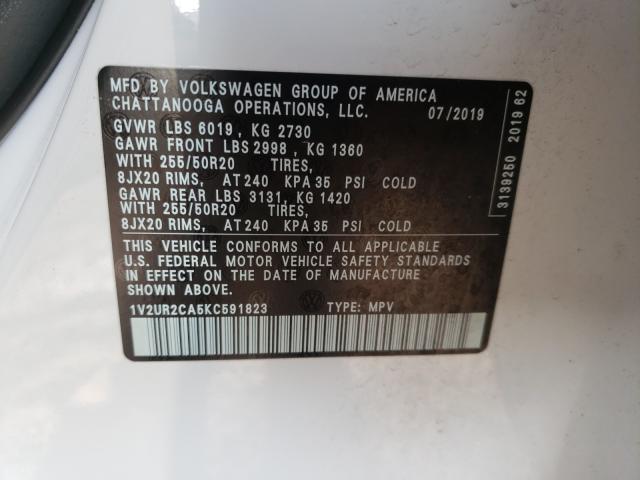 Photo 9 VIN: 1V2UR2CA5KC591823 - VOLKSWAGEN ATLAS SE 