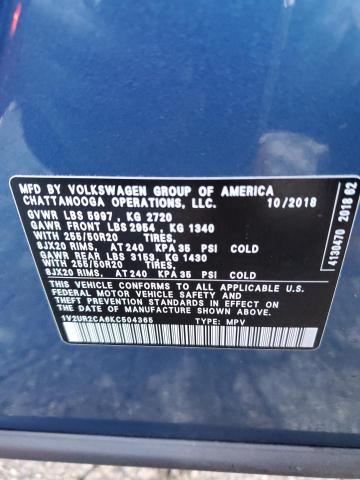 Photo 12 VIN: 1V2UR2CA6KC504365 - VOLKSWAGEN ATLAS 