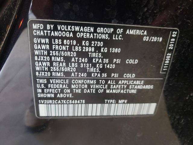 Photo 12 VIN: 1V2UR2CA7KC549475 - VOLKSWAGEN ATLAS SE 