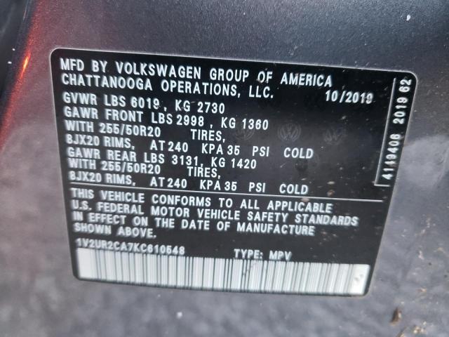 Photo 9 VIN: 1V2UR2CA7KC610548 - VOLKSWAGEN ATLAS 