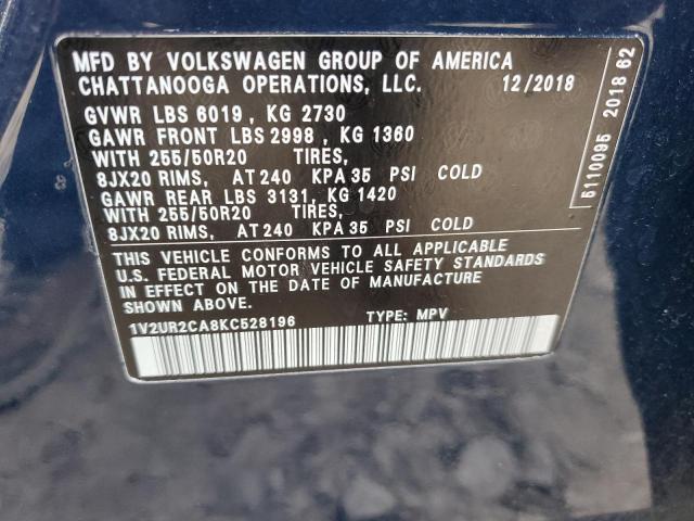 Photo 12 VIN: 1V2UR2CA8KC528196 - VOLKSWAGEN ATLAS 