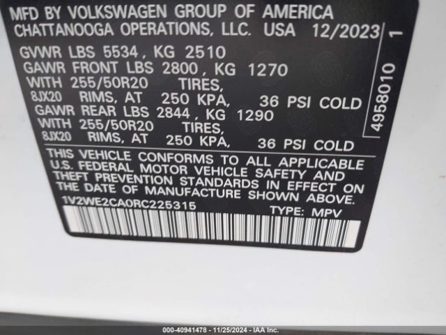 Photo 8 VIN: 1V2WE2CA0RC225315 - VOLKSWAGEN ATLAS CROSS SPORT 