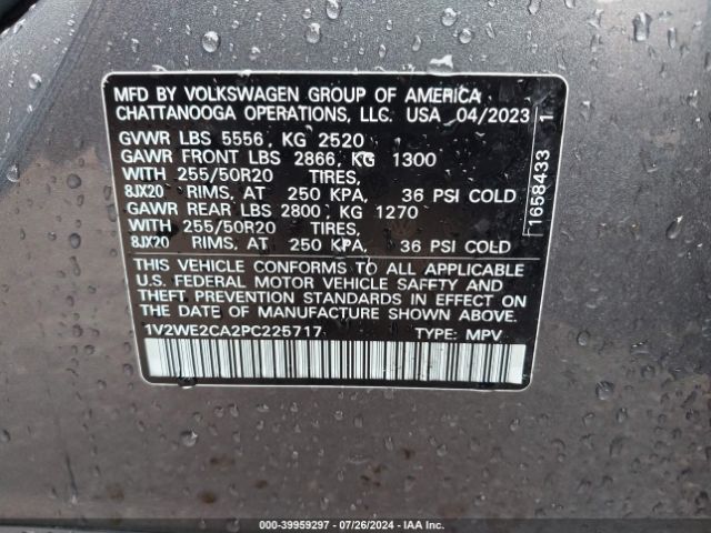 Photo 8 VIN: 1V2WE2CA2PC225717 - VOLKSWAGEN ATLAS CROSS SPORT 