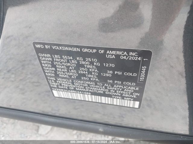 Photo 8 VIN: 1V2WE2CA8RC241469 - VOLKSWAGEN ATLAS CROSS SPORT 