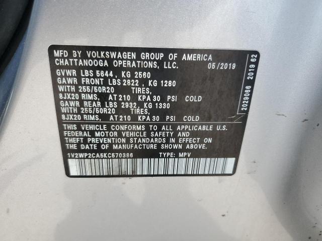 Photo 13 VIN: 1V2WP2CA5KC570386 - VOLKSWAGEN ATLAS SE 