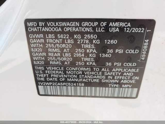 Photo 8 VIN: 1V2WP2CA5PC524158 - VOLKSWAGEN ATLAS 