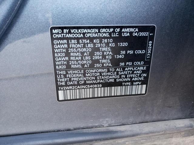 Photo 13 VIN: 1V2WR2CA0NC540839 - VOLKSWAGEN ATLAS SE 