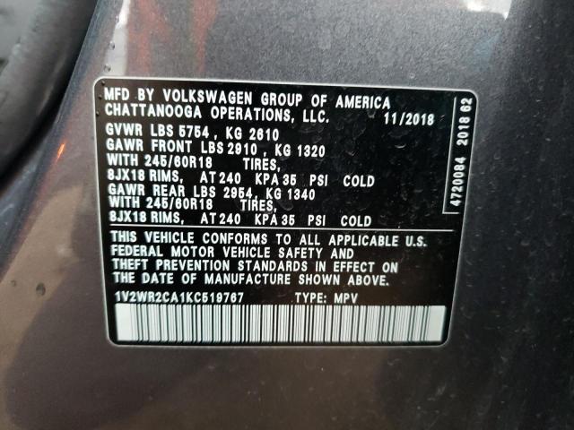 Photo 13 VIN: 1V2WR2CA1KC519767 - VOLKSWAGEN ATLAS SE 