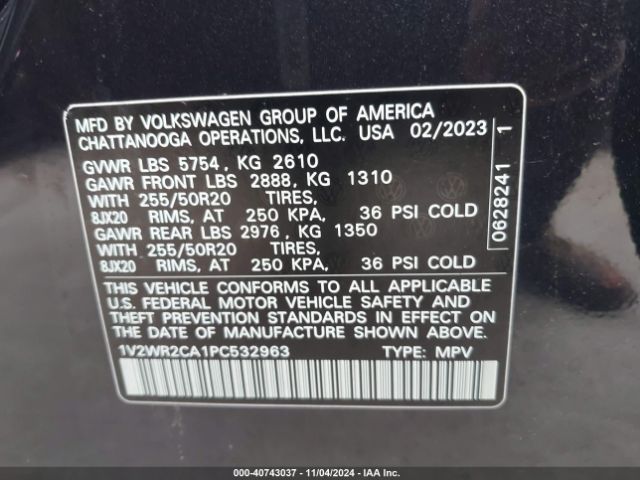 Photo 8 VIN: 1V2WR2CA1PC532963 - VOLKSWAGEN ATLAS 