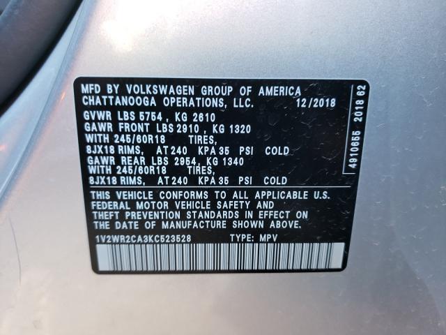 Photo 9 VIN: 1V2WR2CA3KC523528 - VOLKSWAGEN ATLAS SE 