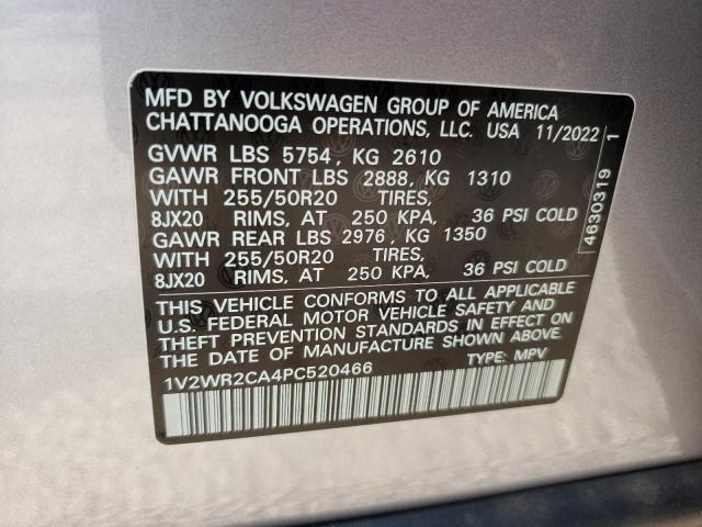 Photo 12 VIN: 1V2WR2CA4PC520466 - VOLKSWAGEN ATLAS SE 