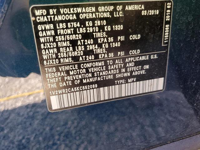 Photo 12 VIN: 1V2WR2CA5KC552089 - VOLKSWAGEN ATLAS SE 