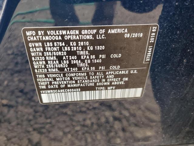 Photo 12 VIN: 1V2WR2CA9KC603433 - VOLKSWAGEN ATLAS 