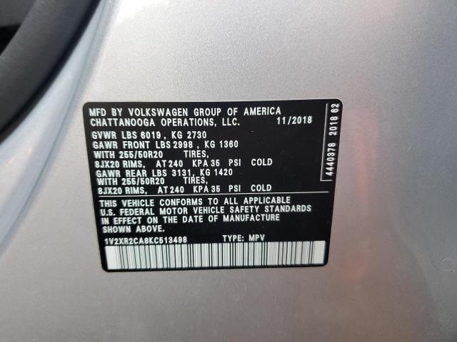 Photo 12 VIN: 1V2XR2CA8KC513498 - VOLKSWAGEN ATLAS SE 