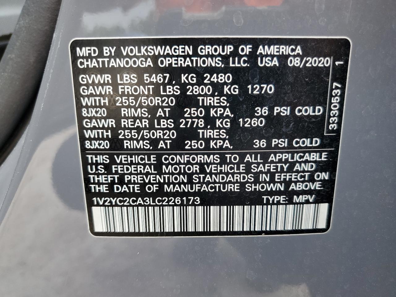 Photo 11 VIN: 1V2YC2CA3LC226173 - VOLKSWAGEN ATLAS 