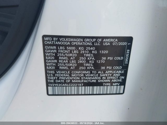 Photo 8 VIN: 1V2YE2CA5LC222197 - VOLKSWAGEN ATLAS CROSS SPORT 