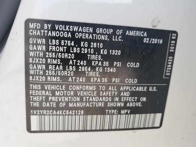 Photo 12 VIN: 1V2YR2CA4KC542128 - VOLKSWAGEN ATLAS 