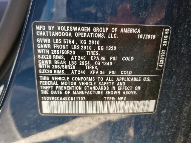 Photo 11 VIN: 1V2YR2CA4KC611707 - VOLKSWAGEN ATLAS 