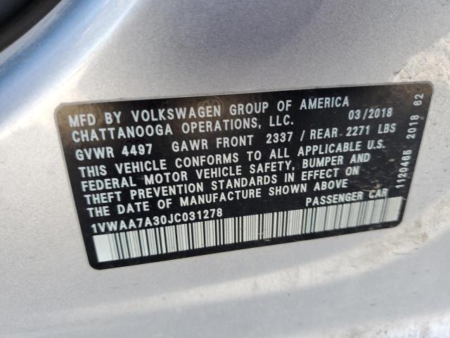 Photo 11 VIN: 1VWAA7A30JC031278 - VOLKSWAGEN PASSAT S 