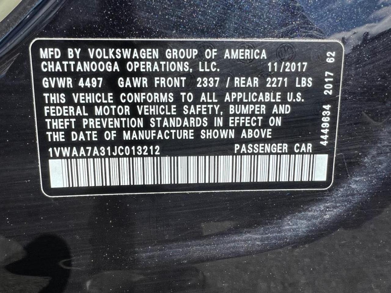 Photo 9 VIN: 1VWAA7A31JC013212 - VOLKSWAGEN PASSAT 