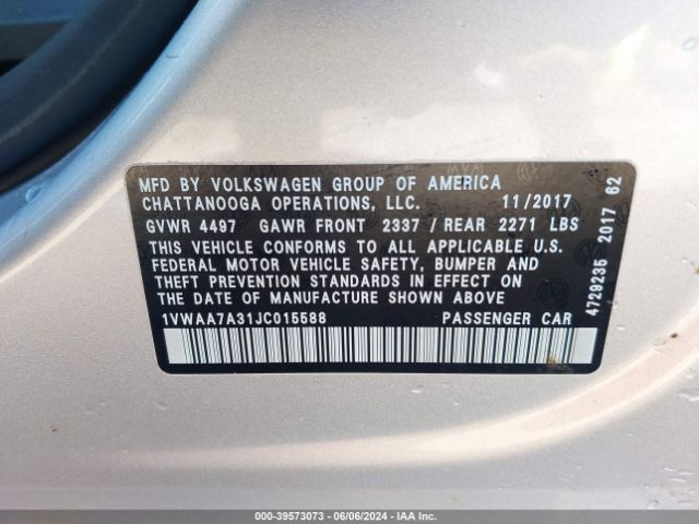 Photo 8 VIN: 1VWAA7A31JC015588 - VOLKSWAGEN PASSAT 