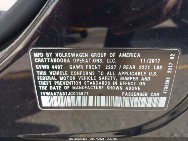 Photo 8 VIN: 1VWAA7A31JC015977 - VOLKSWAGEN PASSAT 