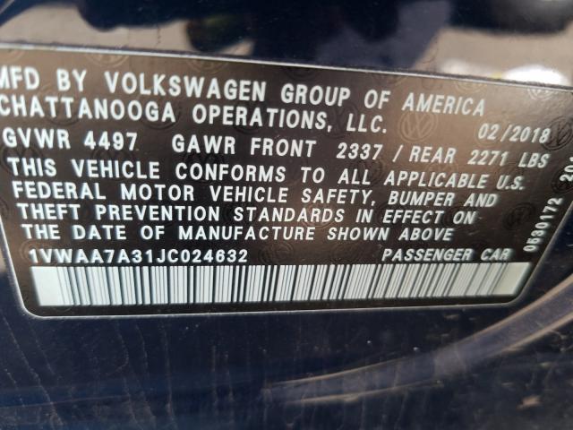 Photo 9 VIN: 1VWAA7A31JC024632 - VOLKSWAGEN PASSAT 