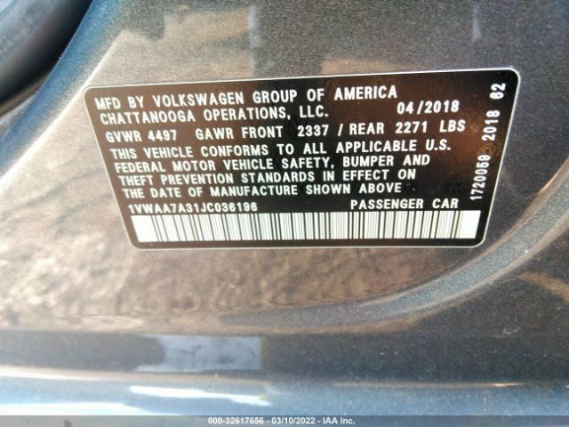 Photo 8 VIN: 1VWAA7A31JC036196 - VOLKSWAGEN PASSAT 