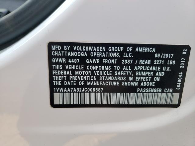 Photo 9 VIN: 1VWAA7A32JC006687 - VOLKSWAGEN PASSAT 