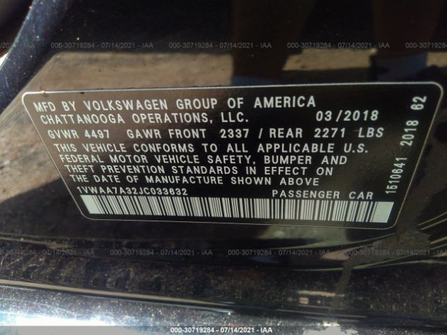 Photo 8 VIN: 1VWAA7A32JC033632 - VOLKSWAGEN PASSAT 