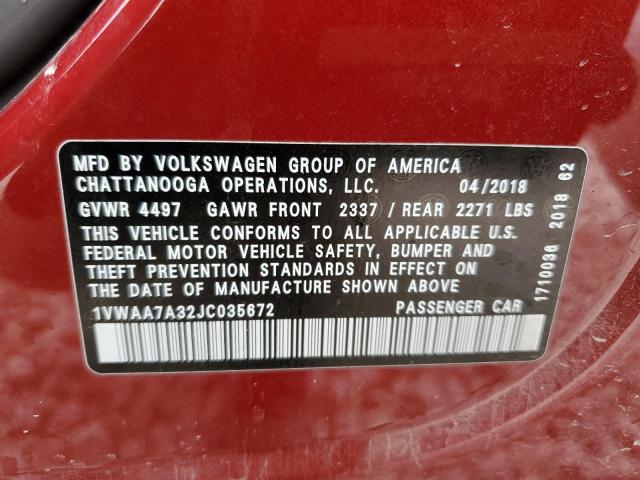 Photo 11 VIN: 1VWAA7A32JC035672 - VOLKSWAGEN PASSAT 