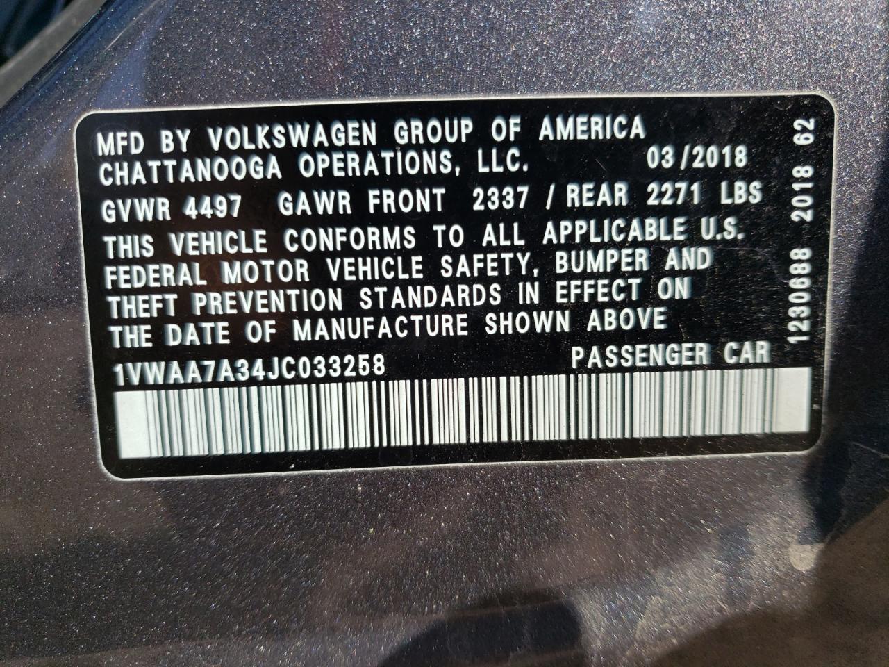 Photo 11 VIN: 1VWAA7A34JC033258 - VOLKSWAGEN PASSAT 