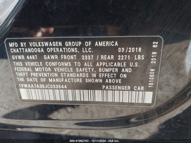 Photo 8 VIN: 1VWAA7A35JC033544 - VOLKSWAGEN PASSAT 