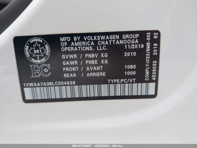 Photo 8 VIN: 1VWAA7A35LC004838 - VOLKSWAGEN PASSAT 