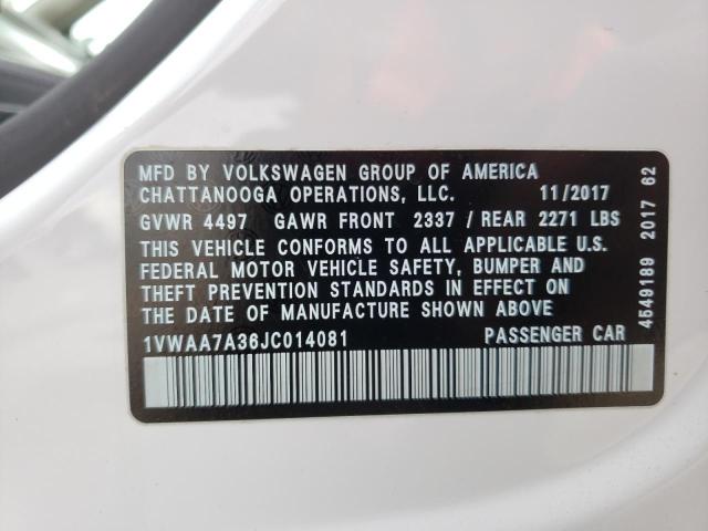 Photo 12 VIN: 1VWAA7A36JC014081 - VOLKSWAGEN PASSAT 